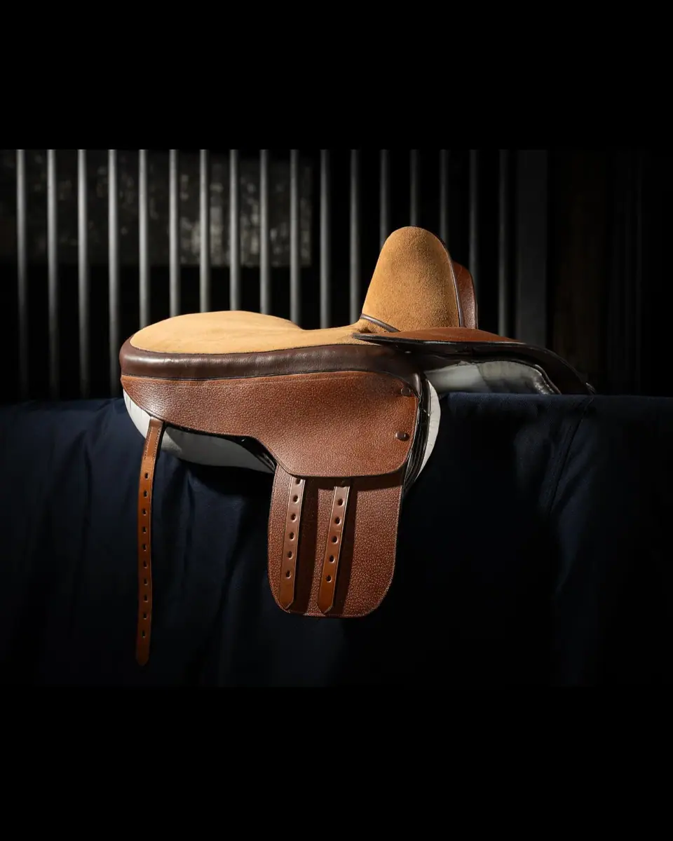 The winning side saddle photographed on black